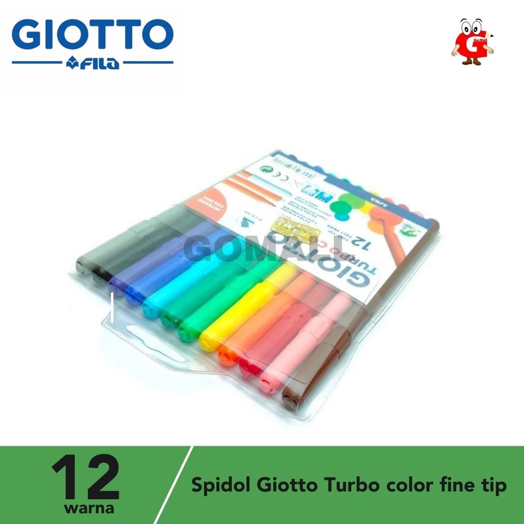 

Spidol Giotto turbo color 12 warna Washable Marker