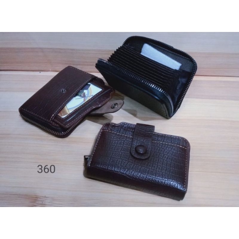 Dompet card holder tempat kotak kartu nama kulit import polos tanpa merk