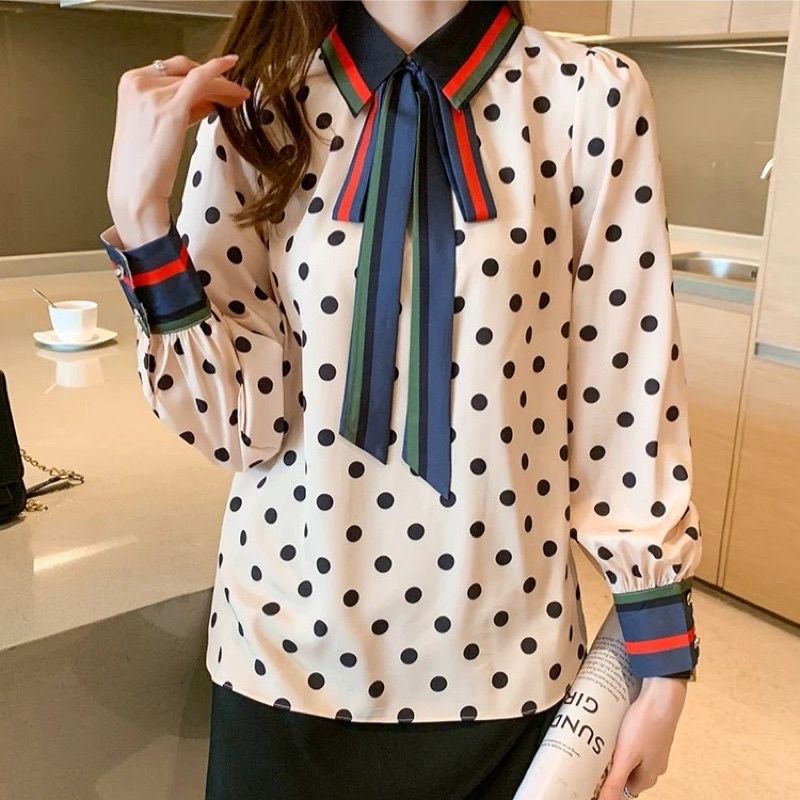 MDLV ~ 6844 Alvinica Detachable Tie Neck Shirt Kemeja Korea Kemeja Premium Blouse wanita Blouse Import Fashion Import