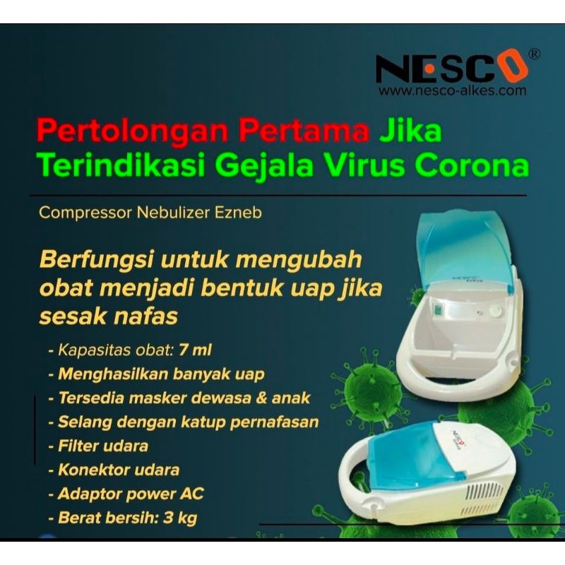 Nebulizer Nesco Ez-Neb / Compressor Nebulizer Original Nesco EzNeb / Alat Bantu Pernafasan