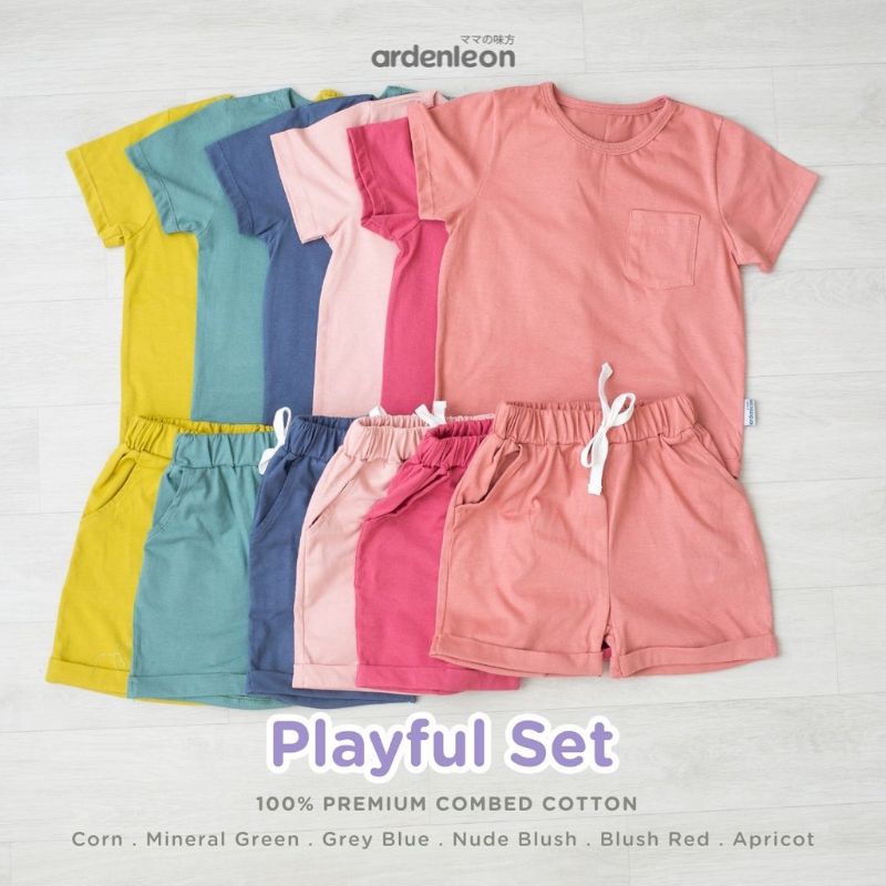 ardenleon setelan pendek  playful set 100% premium combed cotton ,setelan pendek anak ardenleon playful set