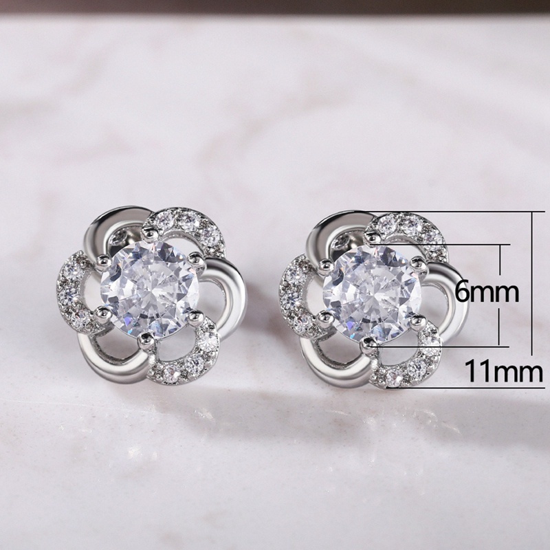 Bling Bling Flower Shaped Stud Earrings Engagement Wedding Accessories For Women Aesthetic Earrings Jewelry