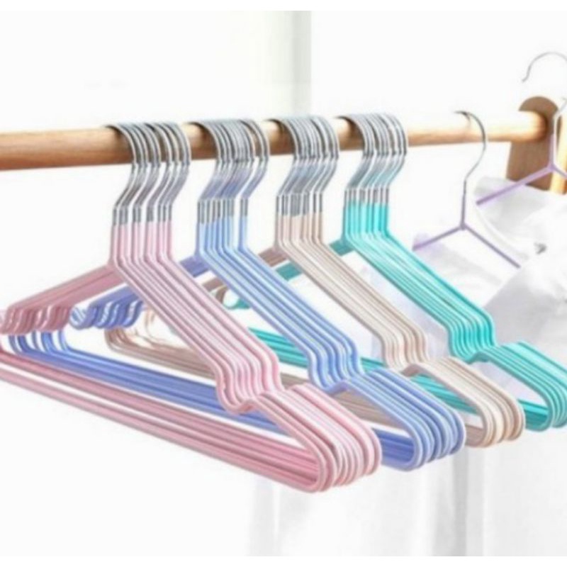 Gantunga/hanger Baju Stainless Lapis Karet Anti Karat isi 10
