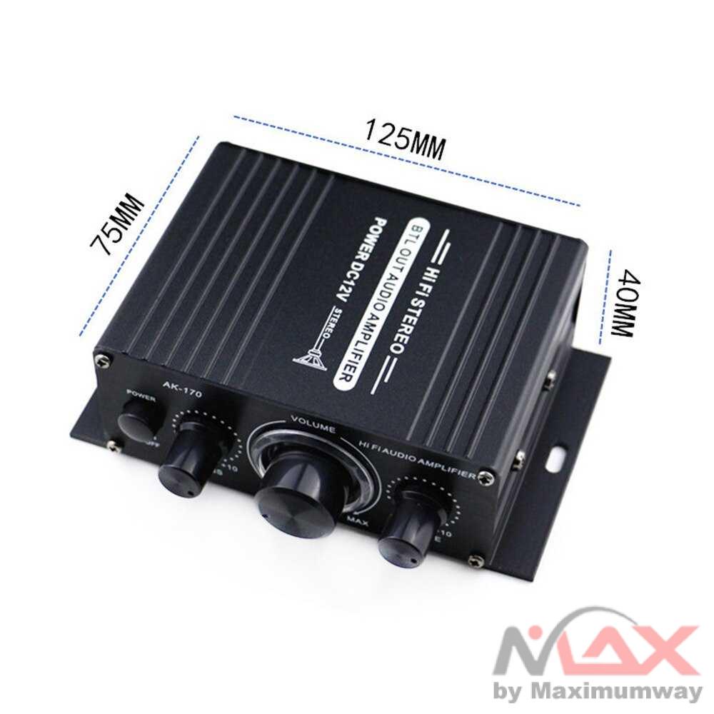 ANENG HiFi Mini Stereo Car Amplifier Treble Bass Booster - AK-170 Warna Hitam