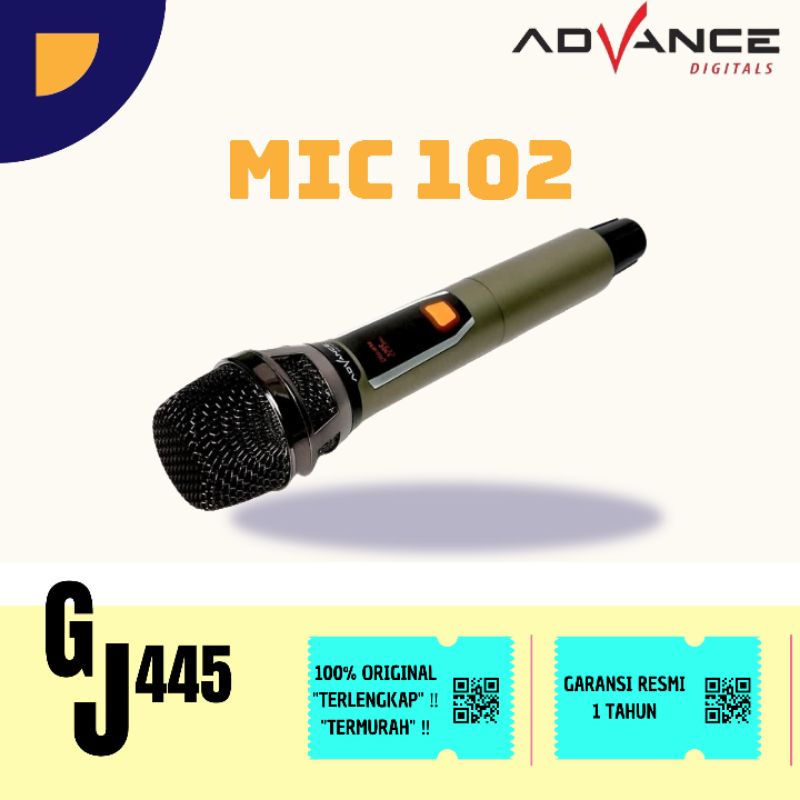 Advance MIC-102 Mic Profesional Wireless Microphone Garansi Resmi