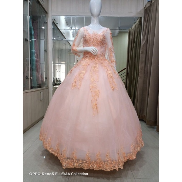 Gaun Pengantin Pesta pemberkatan/gaun import/ gaun Pernikahan Putih Elegant Bordir Renda/gaun import