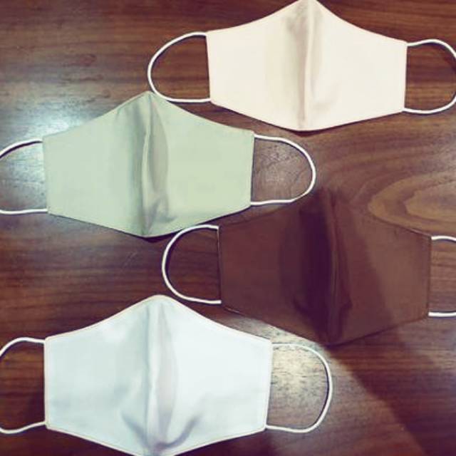 Masker Kain Casual, Polos Warna Pastel (2 lapis)