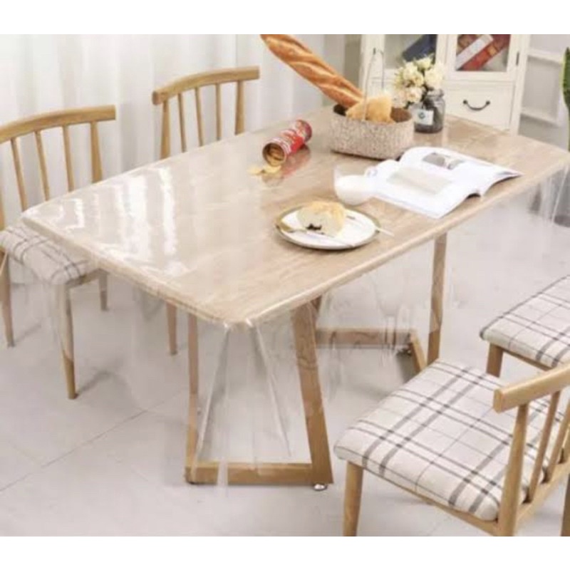 Taplak Meja Plastik/Taplak Meja Makan Plastik Tebal/Plastik Mika Custom Ukuran 210 x 137 TEBAL+