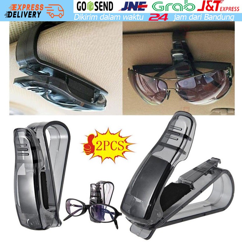 2Pcs Penjepit Kacamata Hitam Mobil Sun Visor Sunglasses