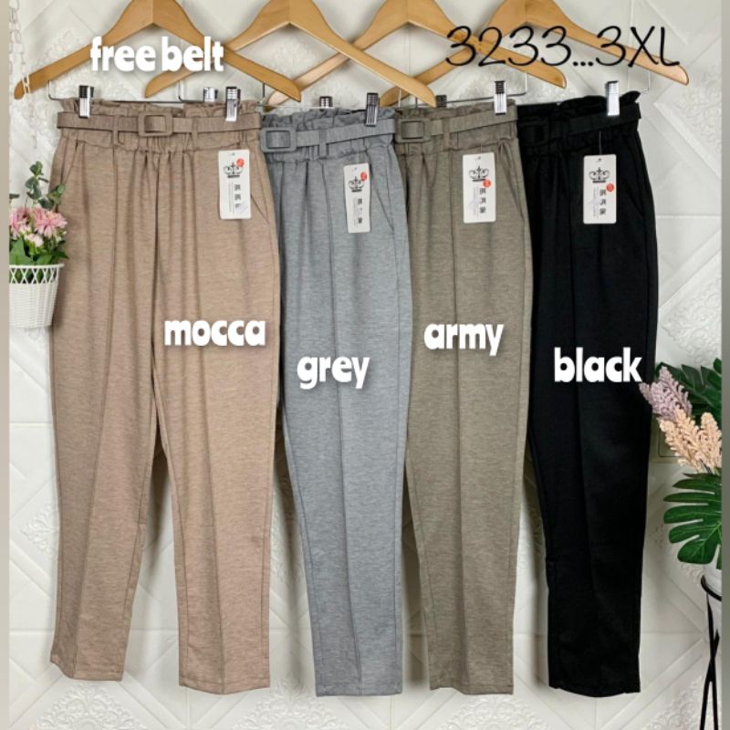 Celana Kulot Import Wanita Pinggang Karet XL 3XL