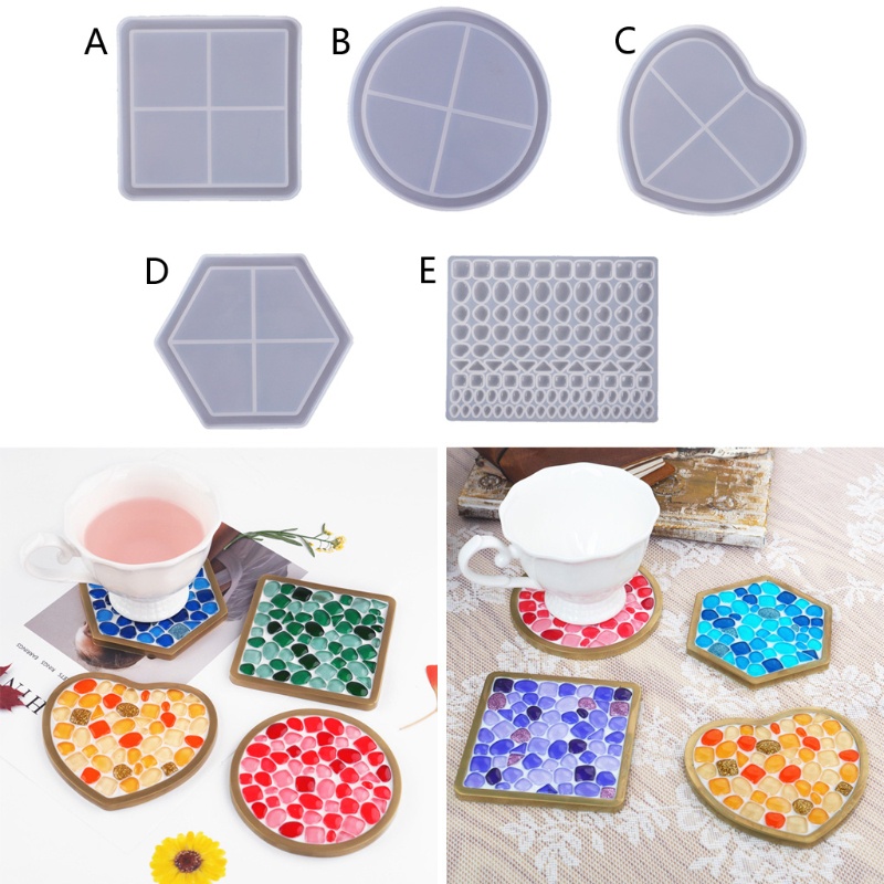 SIY  Handmade Mosaic-Coasters for Drinks Resin Casting Molds DIY Round Mosaic-Stone Coaster Silicone Resin Mold Craft Tools