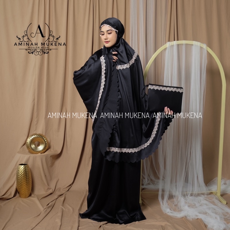 Mukena Dewasa Sutra Silk Renda Susun Lasercut