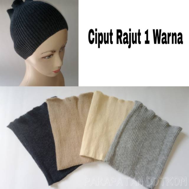 ciput rajut 1 warna,  bandana salur ciput murah