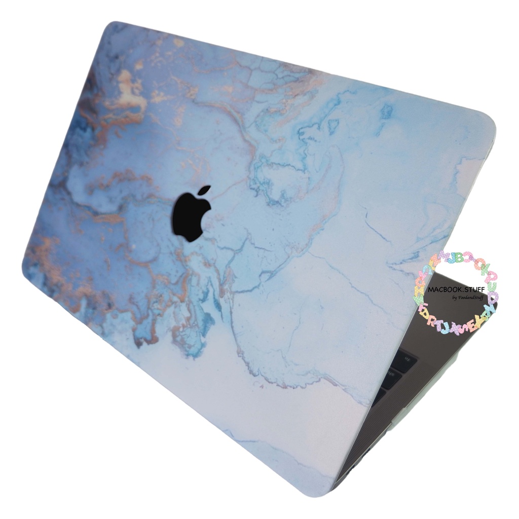 MACBOOK Case  DRW MARBLE BLUE-GOLD EDITION NEW AIR PRO RETINA 11 12 13 14 15 16 INCH NON /  WITH CD ROOM / TOUCHBAR / TOUCH ID / M1 2020 2021 2022