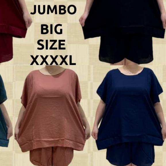 ۝ Baju setelan wanita jumbo big size xxxxl polos ✈
