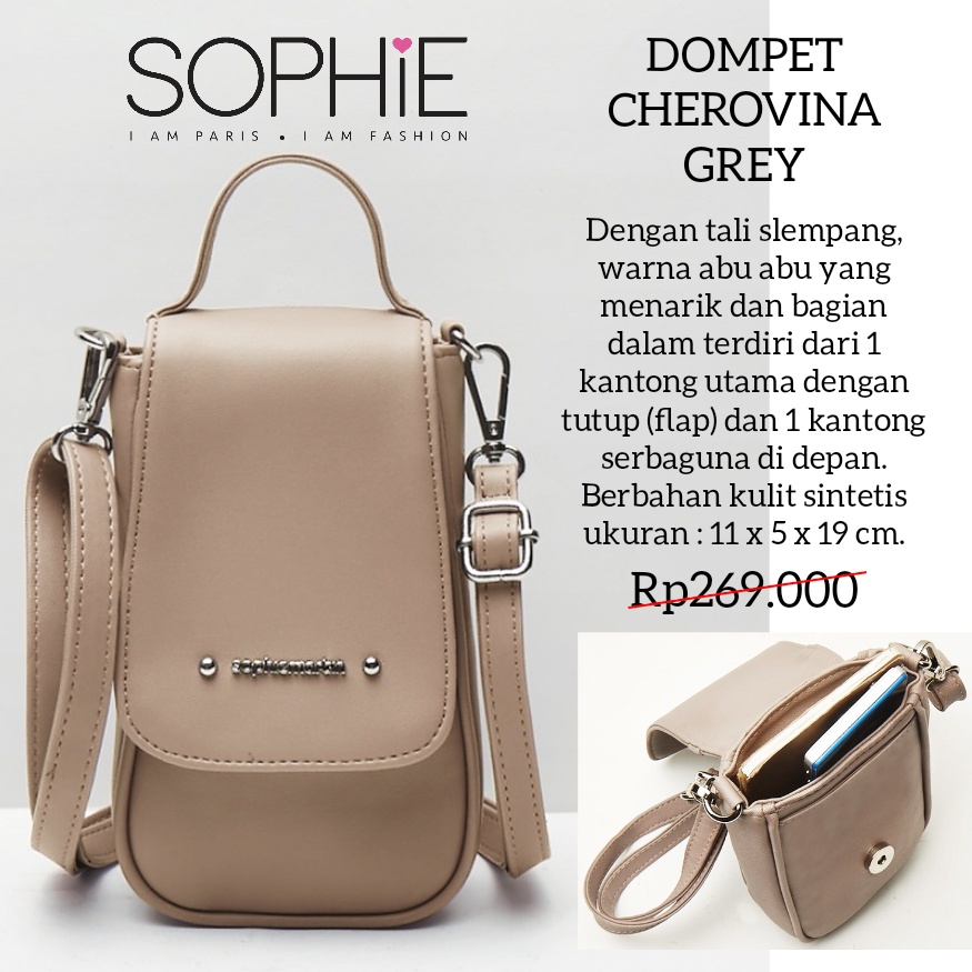 DOMPET CHEROVINA GREY SOPHIE MARTIN PARIS PROMO TAS DOMPET HP GREY WANITA