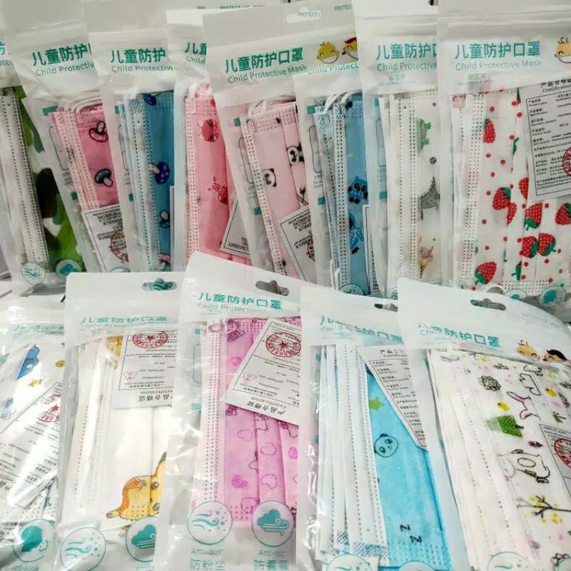 Sacet Isi 10 Masker Anak 3 Ply Earloop 3ply Motif Karakter Kartun Masker Medis Shopee Indonesia