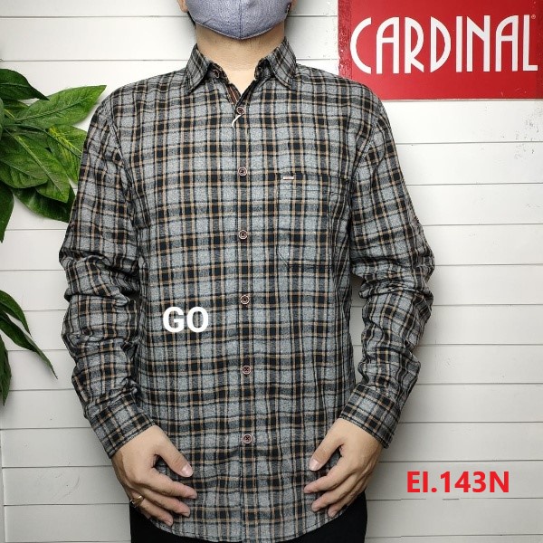 gof CARDINAL KEMEJA JUMBO SLIMFIT Motif Lengan Panjang Pakaian Atasan Pria Hem Santai Original