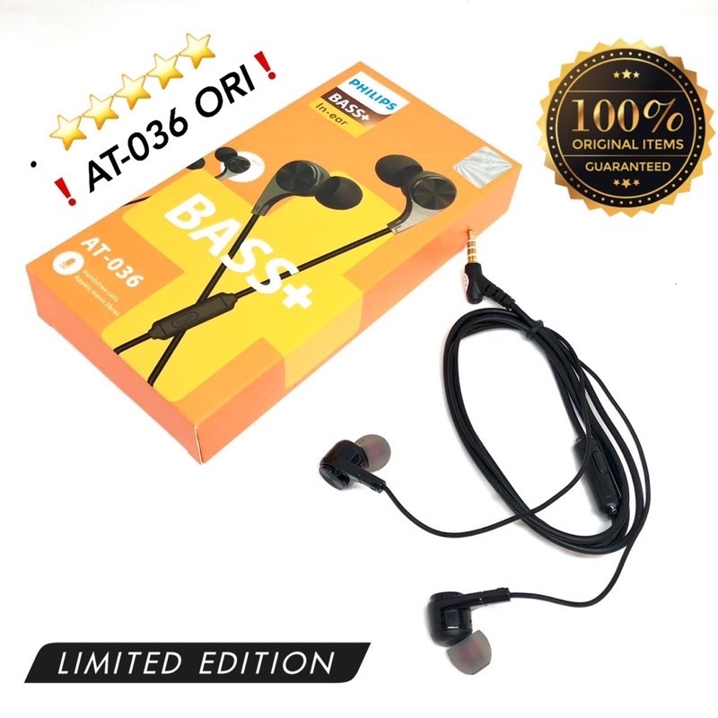 PROMO HANDSFREE PHILIPS BASS+ AT036 EARPHONE