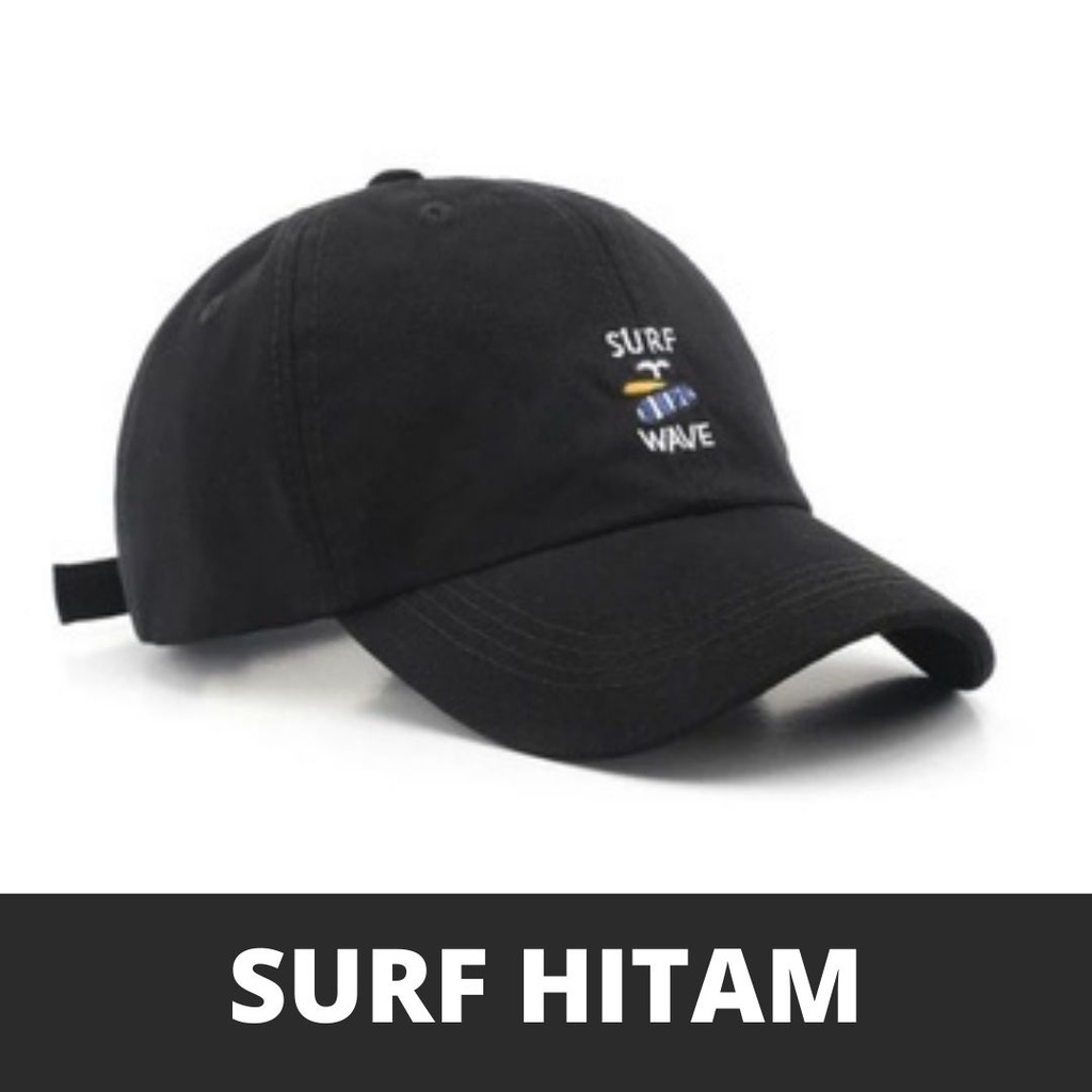 Termurah Topi Baseball Bordir Surf Wafe Dewasa-Surf Wave Hitam