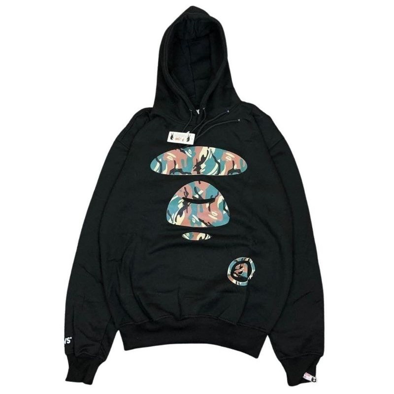 (COD) Jaket Hoodie Pria Wanita New Aape Black