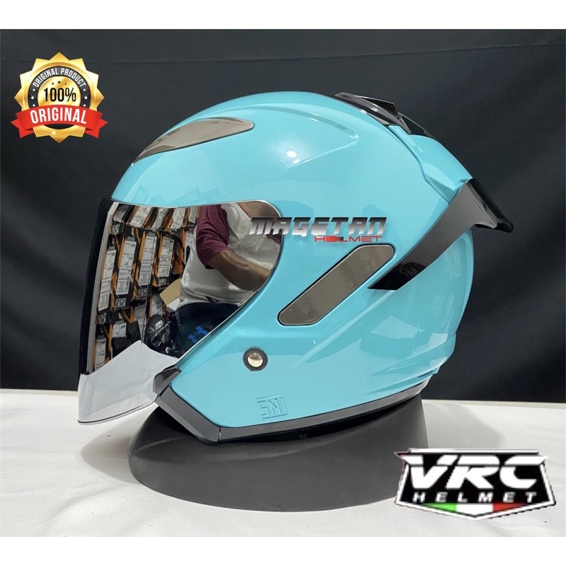 HELM CENTRO VRC SOLID/POLOS (paket ganteng spoiler kaca flat venom iridium)-8
