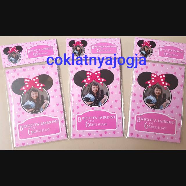 

(PO 13hr kerja, MIN 20) Birthday Souvenir Memo Steples dan Packaging Tema Minnie dan Foto