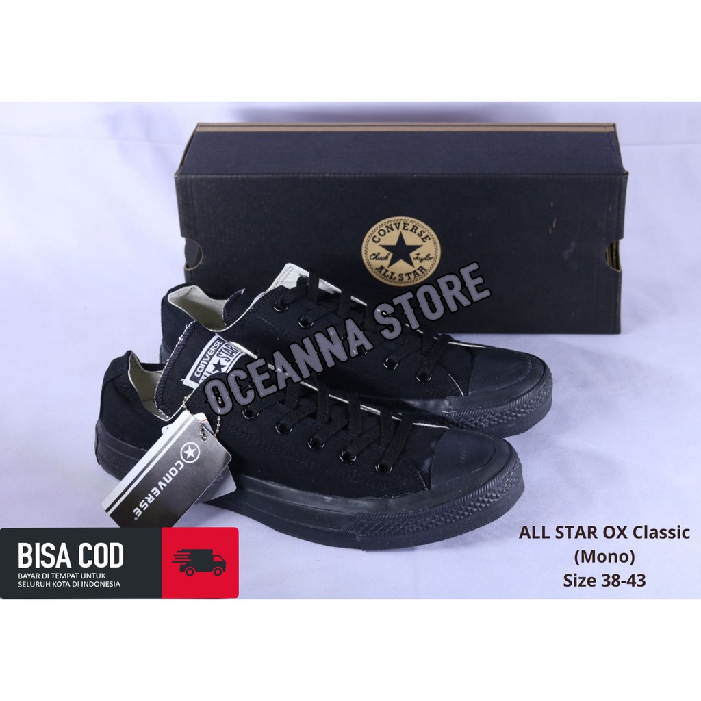 (BAYAR DITEMPAT) Sepatu Converse All Star OX Classic Premium BNIB Hitam Polos