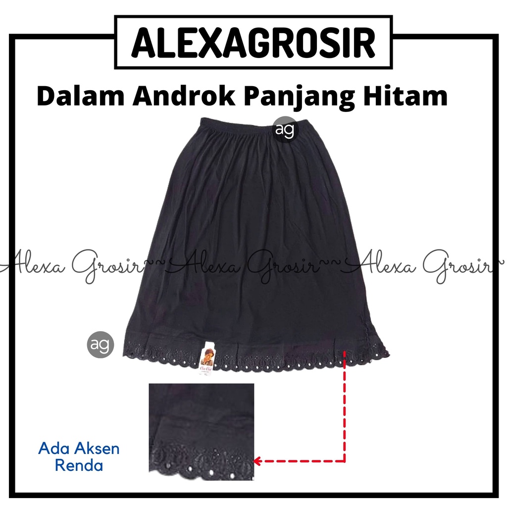 Androk Hitam / Daleman Rok Muslim Panjang / Dalaman Meksi Hitam / Rok Perlengkapan Haji Umroh