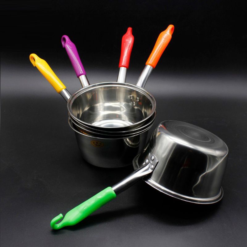 Panci Susu Stainless 16 cm - Panci Masak Rebus Air Mie Serbaguna Gagang Warna