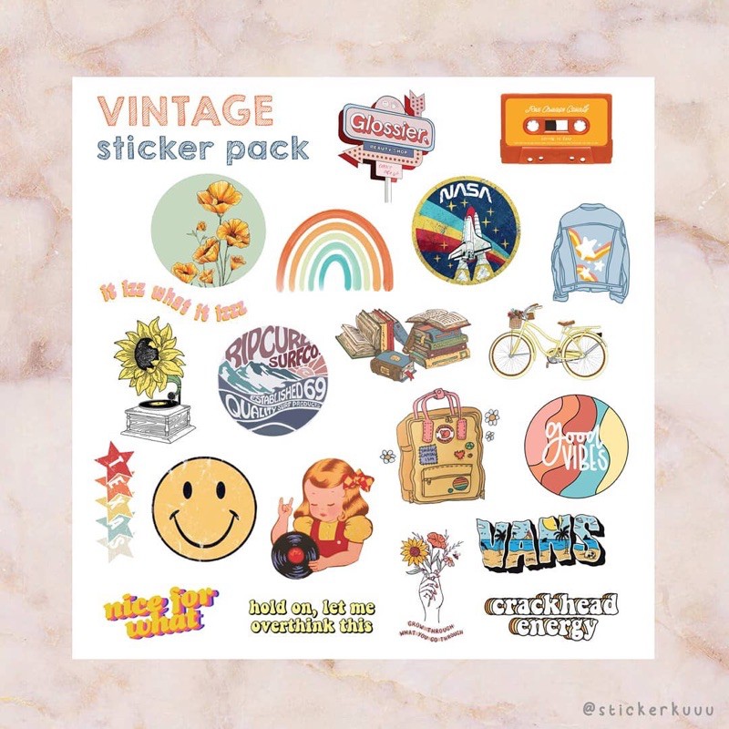 

STICKER VINTAGE PACK | SUDAH DIGUNTING DIE CUT CUTTING STIKER VYNIL MATTE ESTETIK LAPTOP HP BINDER TUMBLR DECO AESTHETIC VINTAGE ANTI AIR WATERPROOF MATTE LUCU MURAH