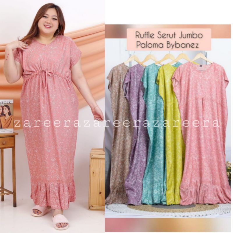 WRAPDRESS RUFFLE SERUT JUMBO PALOMA/DRESS PANJANG SUPER JUMBO/DASTER MODERN/DASTER BUSUI/BAJU TIDUR 