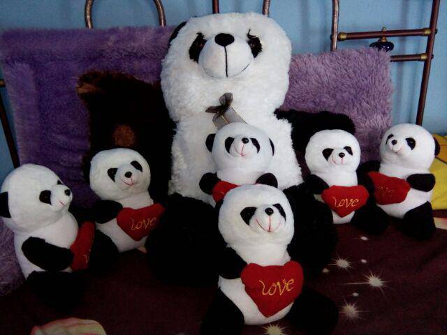 Boneka panda XL beranak 6 love SNI animal