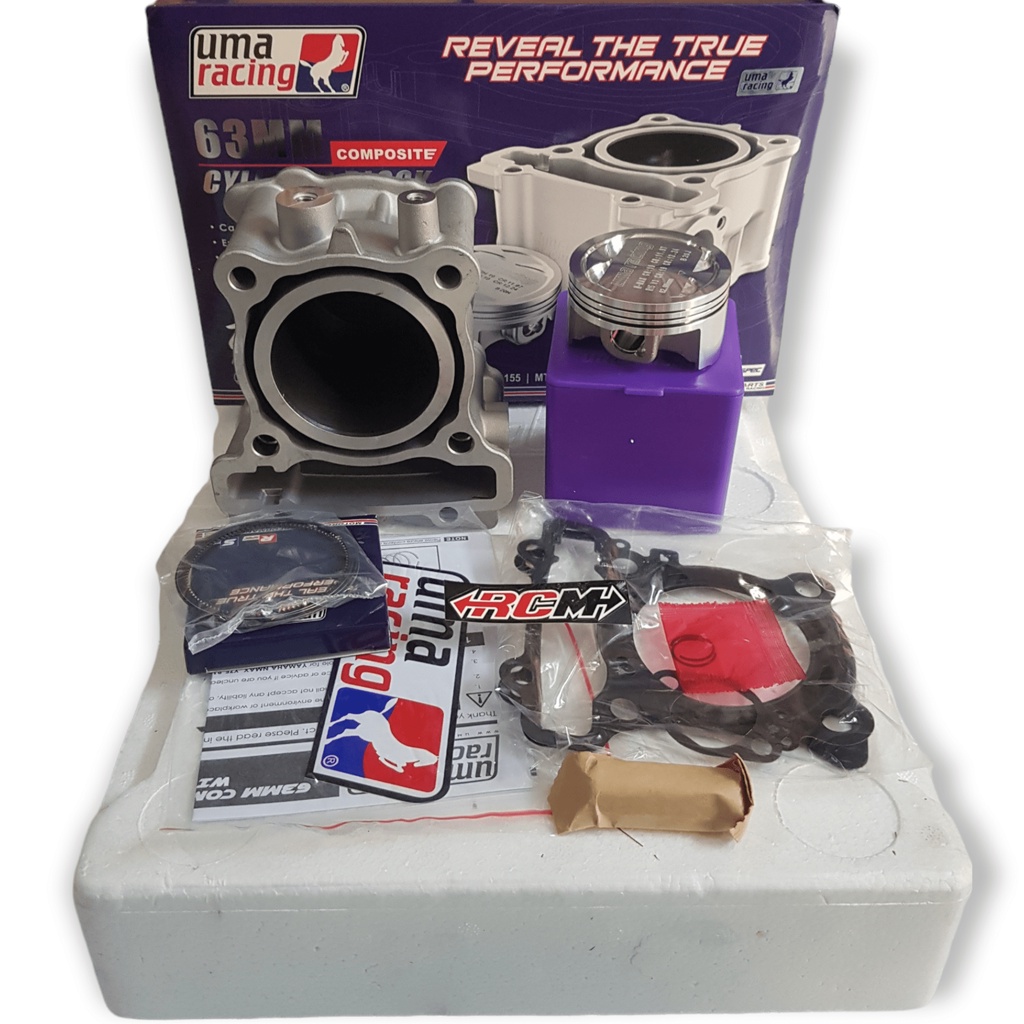 CYLINDER BLOK BLOCK SILINDER DAN PISTON SEHER SEKER KIT SET PLUS PAKING GASKET PERPAK Y16ZR Y16 ZR NMAX N-MAX N MAX R 15 R15 AEROX SIZE UK 63MM 63 MM PISTON FORGED FORGING ORI ORIGINAL UMA RACING ASLI