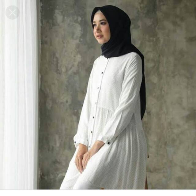 Khali tunik heaven lights polka white