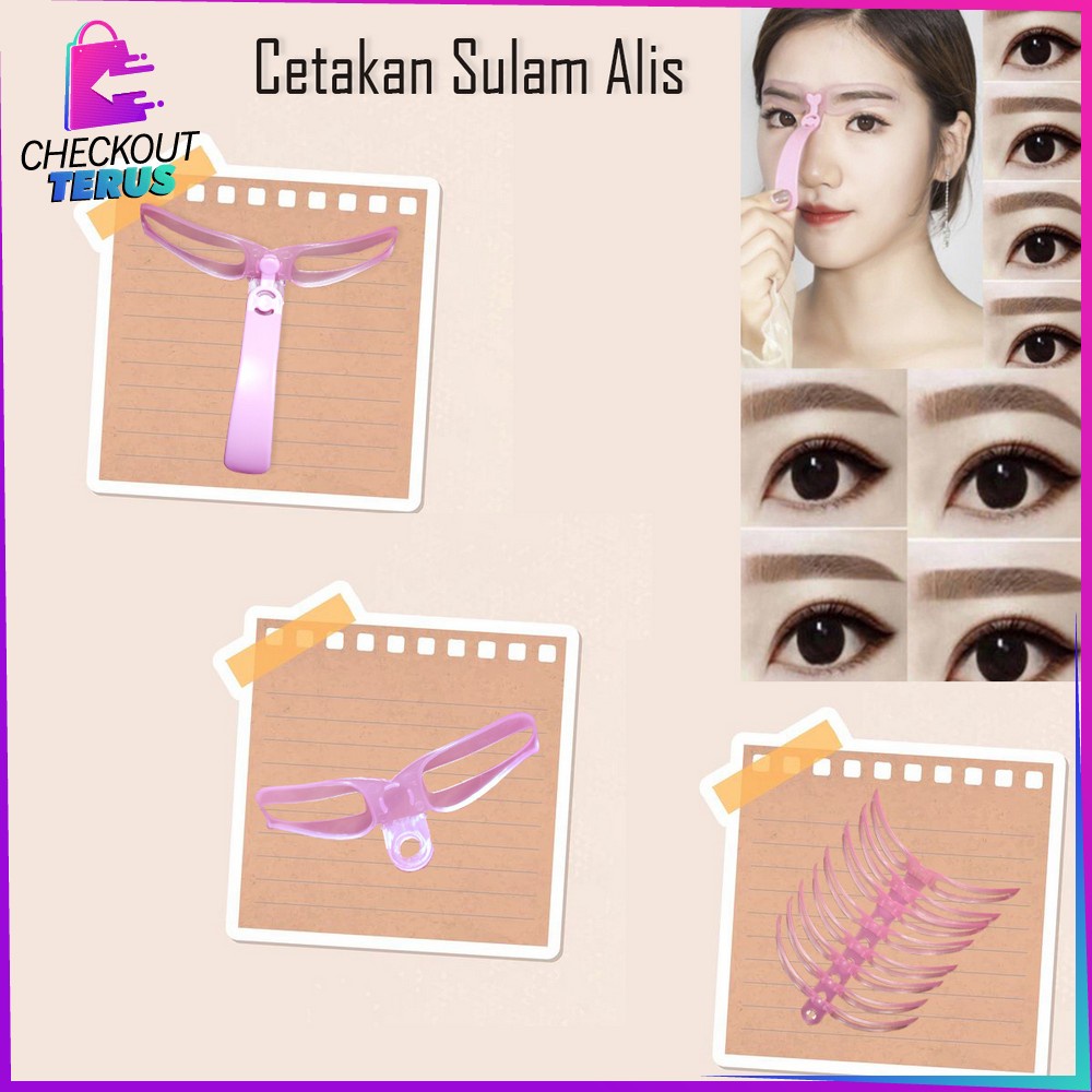 CT K49 Cetakan Alis 8 IN 1 Wanita Alat Cetak Gambar Alis Korea Delapan Model Alat Kecantikan Eyebrow Template