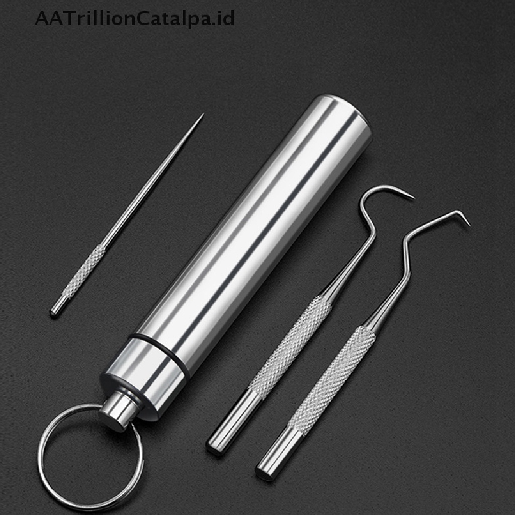 Aatrillioncatalpa 3Pcs / Set Tusuk Gigi / Buah Portable Multifungsi Untuk Outdoor