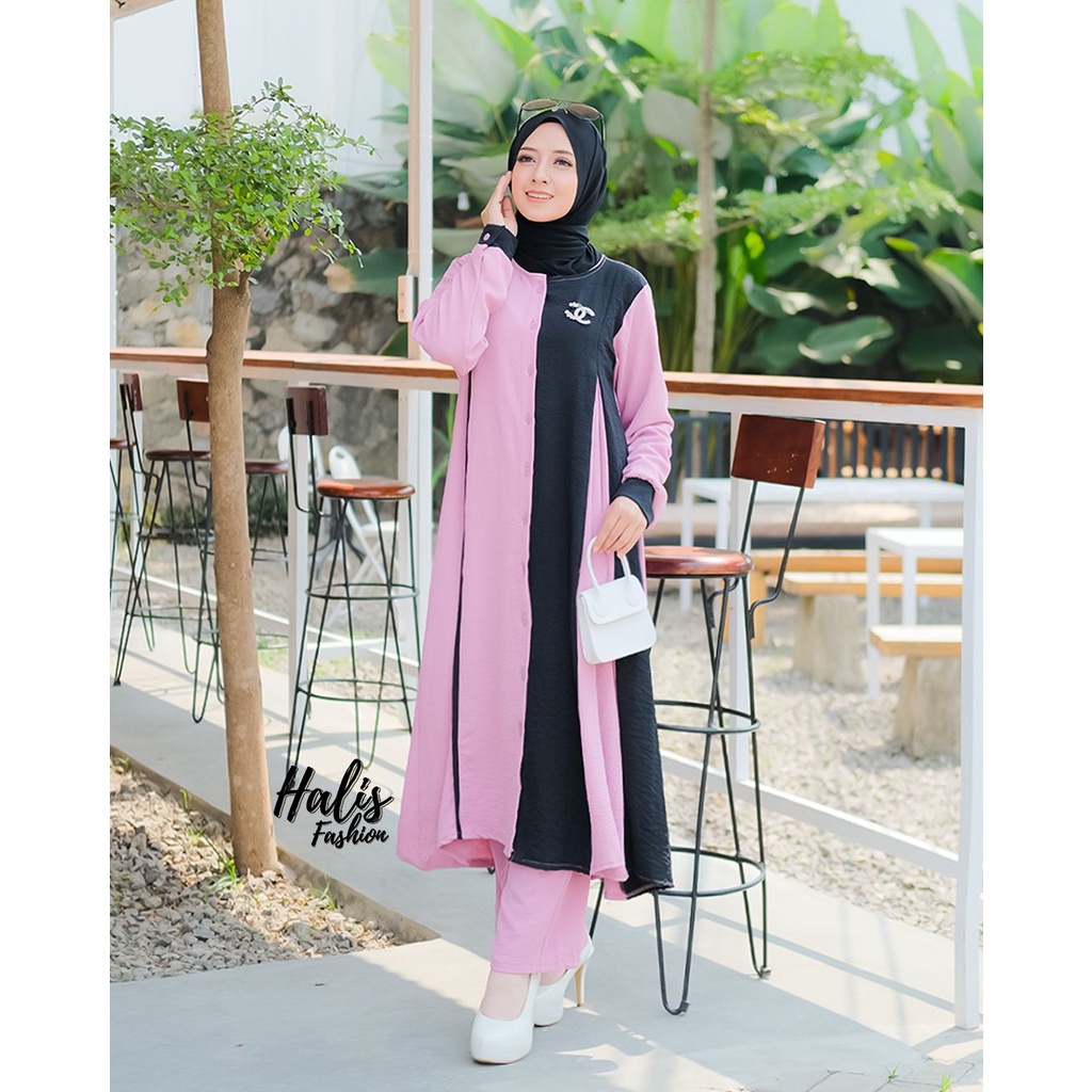 LONG ONE SET BINAR ORI HALIS MAVAZA bordir halis renda rajut new style model terbaru unik formal kondangan pesta