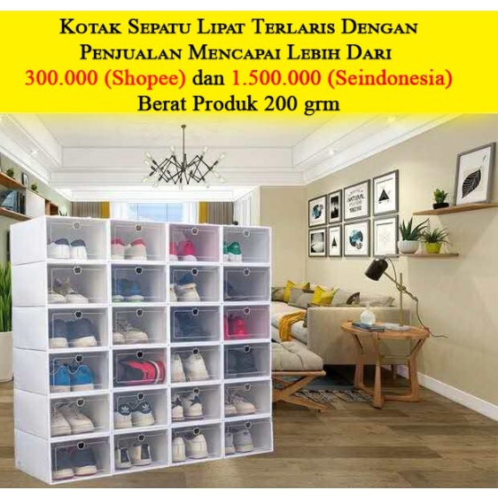 (Apple) kotak sepatu ( Bisa Muat sepatu Size 44 ) /  Kotak Sepatu Lipat Ukuran L / Shoe Box Portable