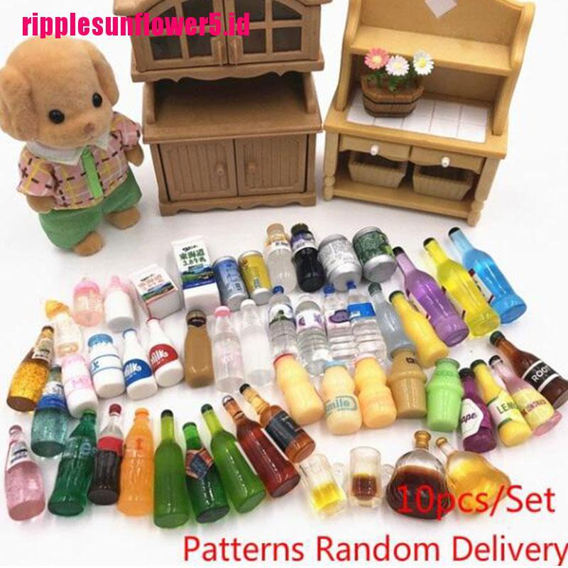 10pcs / set Mainan Miniatur Minuman / Makanan Untuk Aksesoris Rumah Boneka