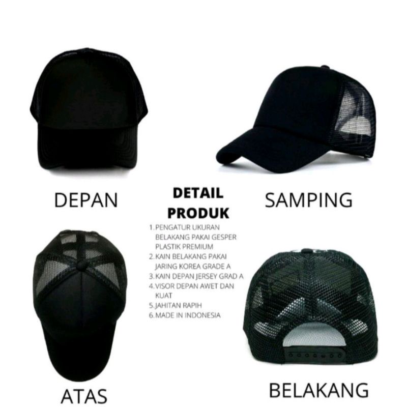 TOPI JALA POLOS DISTRO  / TOPI JARING TRACKER