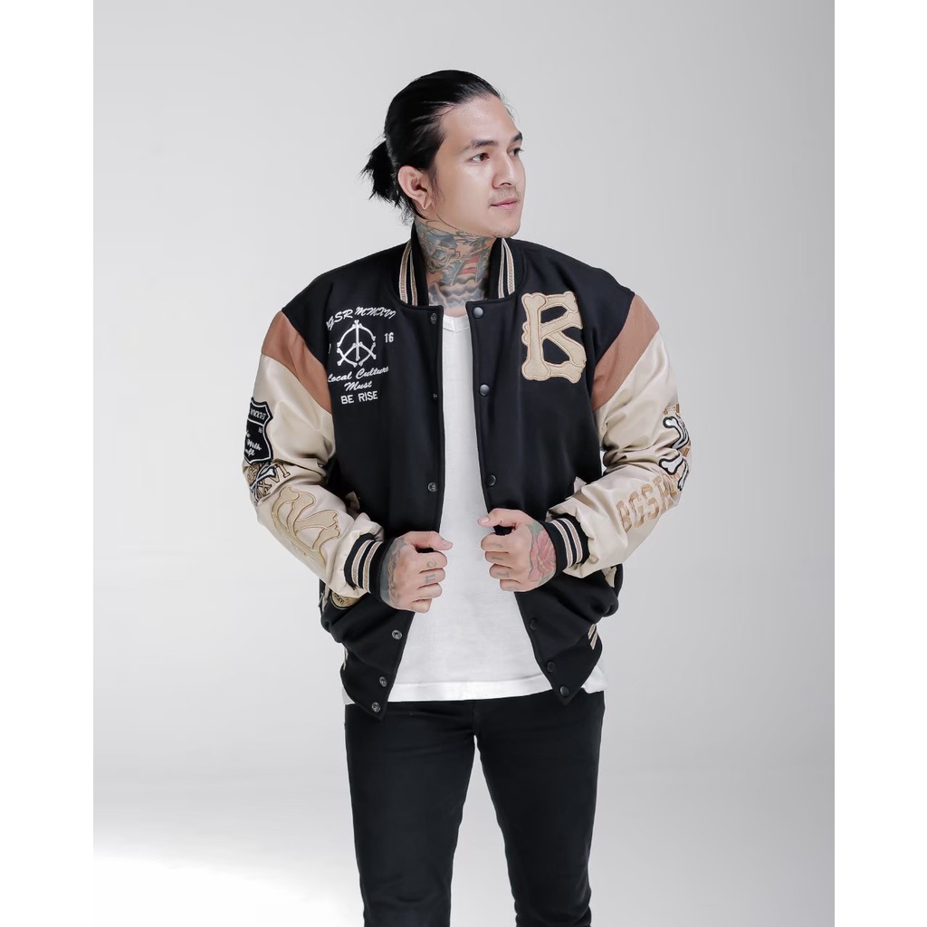 Jaket Varsity Hockey X04 Jaket Baseball BGSR Original Unisex Cewek Cowok Versity Baseball Pria Wanita