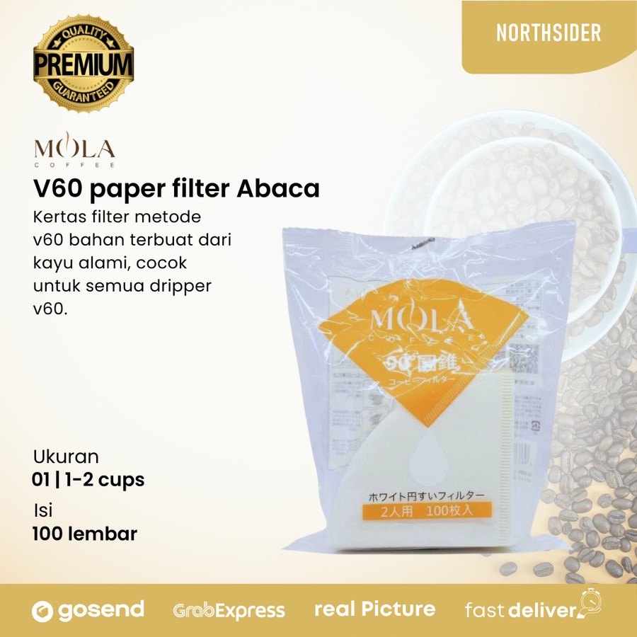 MOLA paper filter V60-01W / 02W kertas filter kopi  100 Pcs White