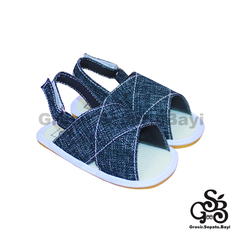 sendal bayi sepatu bayi sandal bayi  laki laki perempuan prewalker bayi  umur 2 - 12 bulan model casual S06 polos HITAM ringan fleksibel &amp; Anti Slip