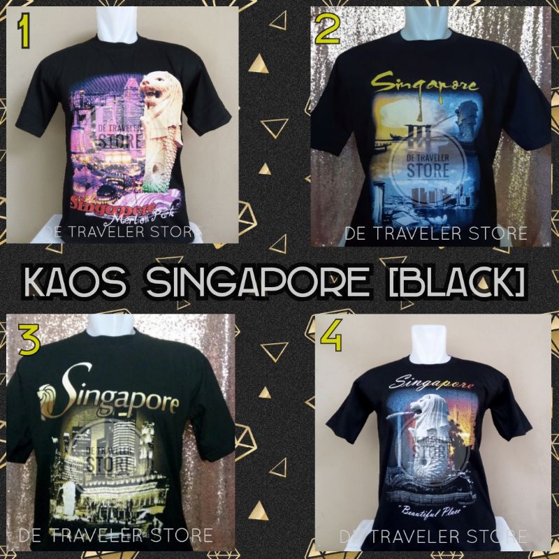 Kaos Singapore Hitam Baju Souvenir Oleh - Oleh Singapura