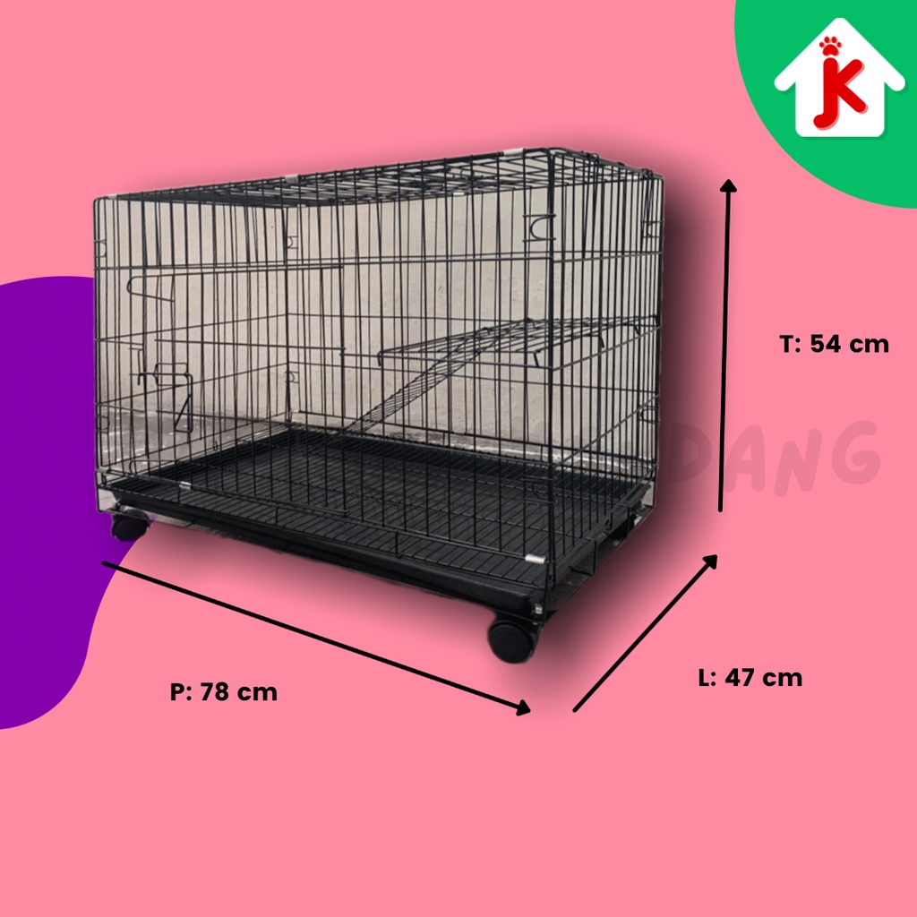 KANDANG HEWAN KUCING ANJING UKURAN JUMBO BESI LIPAT 78x47x54-1