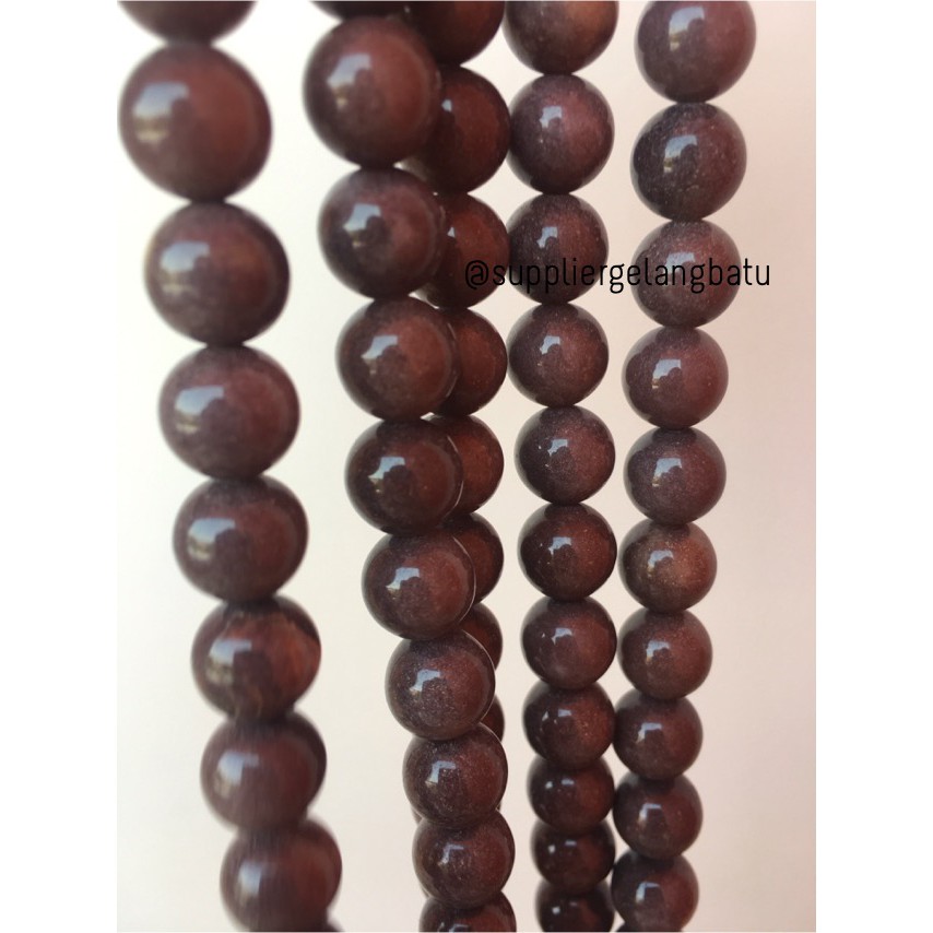 bahan gelang kalung batu Brown sand agate 10mm akik pasir coklat natural bacan akik kerajinan tangan