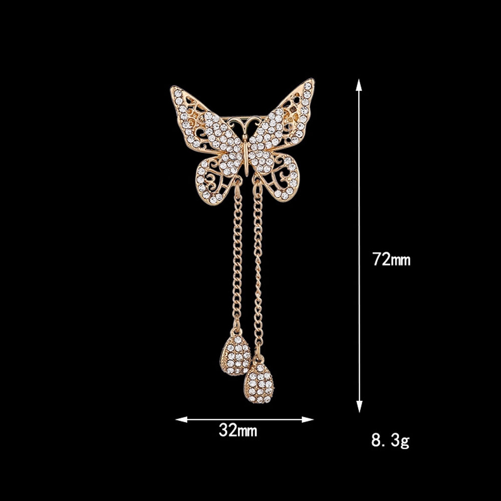 Brooch Bentuk Kupu-Kupu Dengan Rumbai Bahan Cubic Zircon