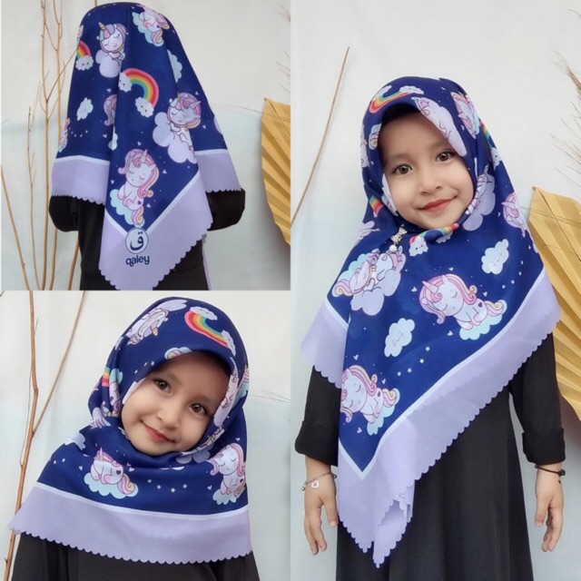 VOAL PRINTING ANAK MOTIF UNICORN AWAN / HIJAB ANAK UNICORN / JILBAB ANAK KARAKTER LUCU