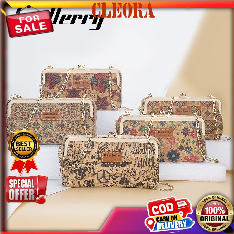 Tas Selempang Wanita BAELLERRY Original Bahan Kulit PU Leather Premium  Kekinian Import Ori Branded 